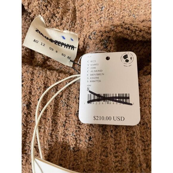 New Free People x Zulu & Zephyr Almond Cotton Blend Knit Pants Size 8 - Picture 10 of 10